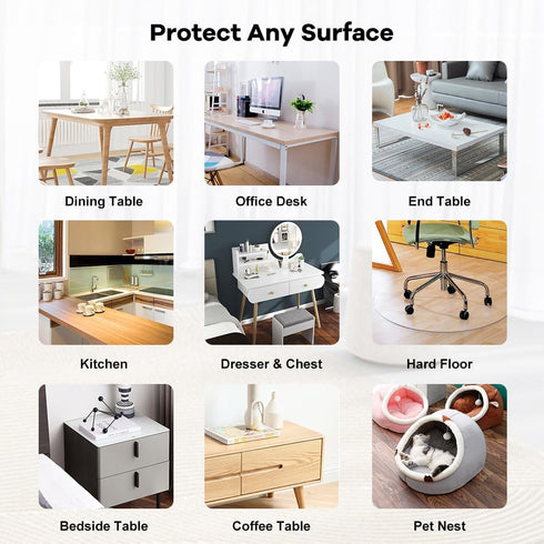 SPLENDEFUL 17x44 Inches 1.5mm Rectangluar Clear Table Cover Protector Thick Plastic Crystal Table Pad Desk Mat for Kids