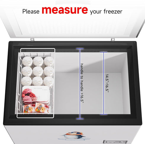 Slideep Chest Freezer Organizer Bins 16.5 Inch, Deep Metal Wire Storage Container for Kitchen, White, Set of 2
