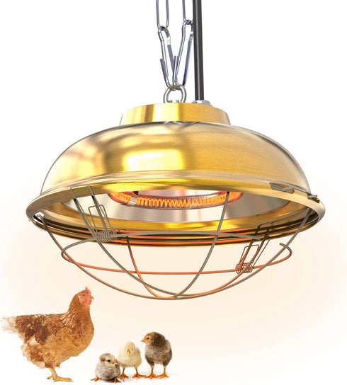 LEWINHOOK Chicken Coop Heater Inside Coop heat lamp300 Watt Two-Stage Temperature Brooder Heater