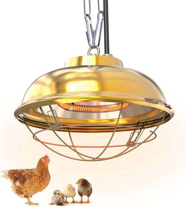 LEWINHOOK Chicken Coop Heater Inside Coop heat lamp300 Watt Two-Stage Temperature Brooder Heater