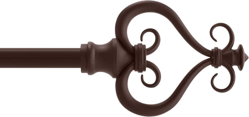 Kenney KN65406 Serena Large Plastic Heart Scroll End Curtain Rod, 28-48" Adjustable, Chocolate Finish