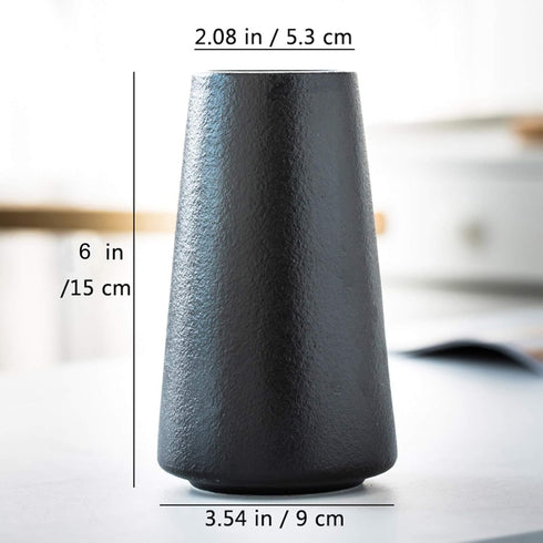 Matte Black Flower Vase, 6" Small Modern Ceramic Vase for Flowers, Minimalist Farmhouse Boho Centerpieces Decor