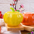 Pumpkin Shape Ceramic Sugar Bowl with Lid and Spoon, Elegant Design for Home and Kitchen, Yellow, 10.5 OZ