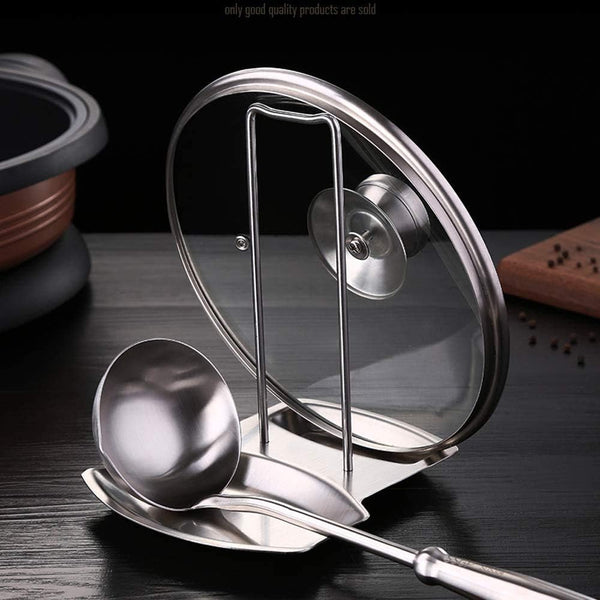 Lid and Spoon Rest Shelf, 304 Stainless Steel Pan Pot Cover Rack Organizer, ZYLONE Storage Utensils Kitchen Tool