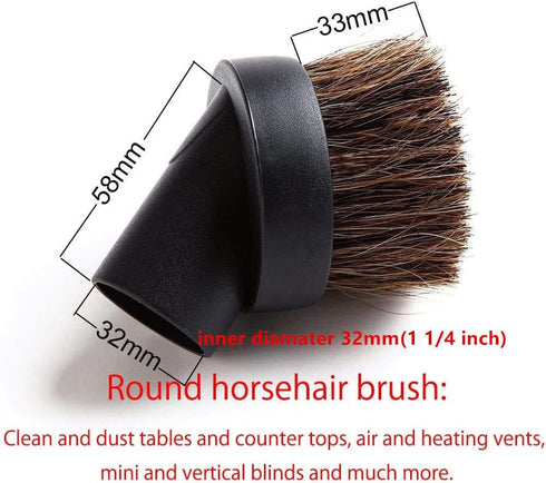 EZ SPARES 5PCS Universal Replacement Vacuum Cleaner Accessories, 32mm&35mm Horsehair Brush Kit