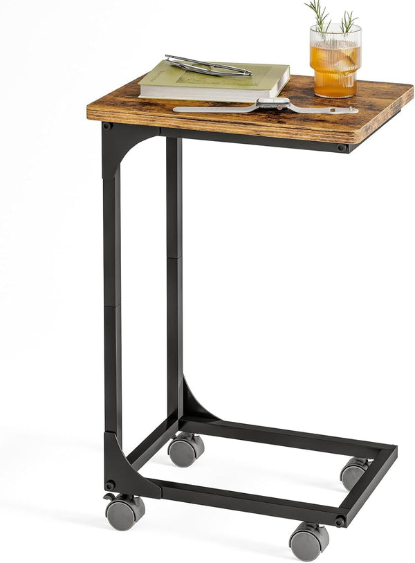 Fixwal TV Tray, C Table, C Shaped Side Table with Wheels for
