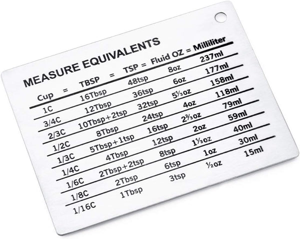 Magnetic Kitchen Baking Conversion Chart, Stainless Steel Refrigerator Magnet for Cups, Tablespoons, Teaspoons, Fluid Oz