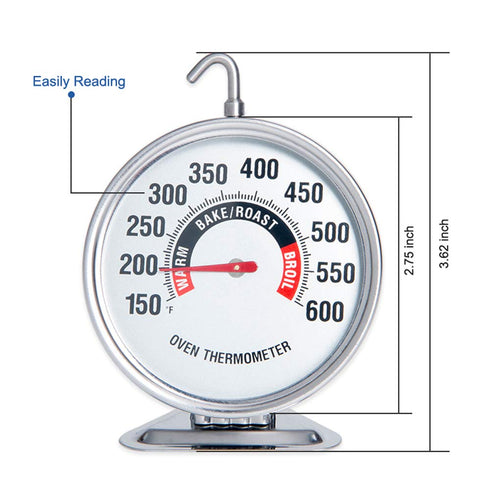 Large 3 Inch Dial Oven Thermometer 150?-600? Stainless Steel for Gas & Electric Oven, Grill Cooking, Accurate Reading