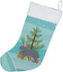 Caroline's Treasures BB9333CS Giant Chinchilla Rabbit Christmas Stocking, Teal Fireplace Hanging Decor for Holidays