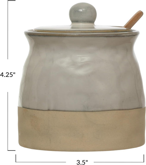 Creative Co-Op White Stoneware Sugar Pot with Lid