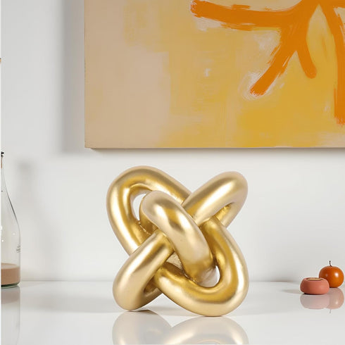 XMGZQ Gold Knot Decor for Coffee Table Book,Chain Link Living Room Decor Item for Bookshelf Entryway Nightstand TV