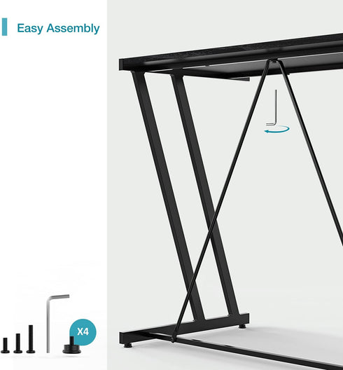 Mehoom Computer Desk: Modern Simple Design Study Desk for Home Office, Small Space, 35.4" Black Corner Desk