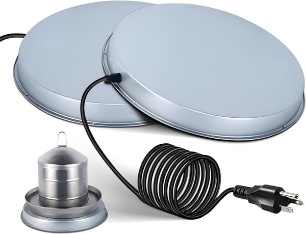 2Pack Chicken Water Heater for WinterHeated Poultry Waterer Base,with Thermostat and 9.8ft