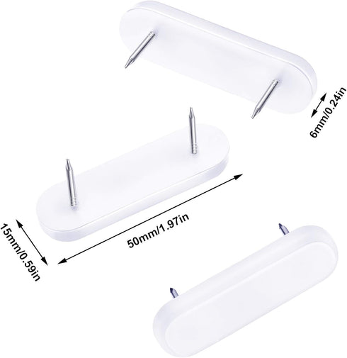 Jetec Plastic Head Double Pins for Bed Skirt Holding, 30 Pieces White Furniture Chair Leg Brooch Glide Nails