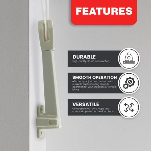 Amazing Drapery Hardware Spring Loaded Cord Tensioner for Cord Loops - Ivory, Wall or Floor Mount - 1 Pack by Amazing Drapery Hardware