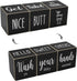 Farmhouse Bathroom Decor, Cute Funny Wooden Signs for Shelf, Rustic Black Bathroom Decor, 4 Sides