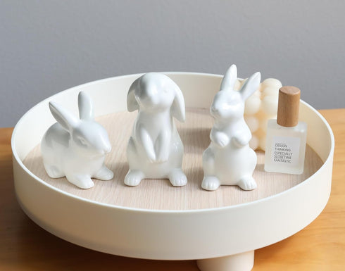 GOODSTART Ceramic Bunny Rabbits Easter Bunny Figurine Porcelain Modern Art Home Decoration, Statues for Spring Home