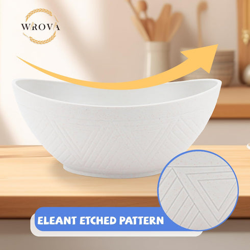Wheat Straw Bowls Set of 2 - Unbreakable Salad Bowls, Plastic Dishwasher & Microwave Safe, Sturdy Kitchen Bowls for