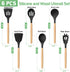 TeamFar Silicone Kitchen Utensils Set, 6 Piece Set with Wooden Handles for Non-stick Cookware