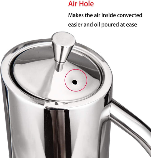 IMEEA Olive Oil Dispenser, SUS304 Stainless Steel No Drip Oil Can, 24oz/700ml Vinegar Container