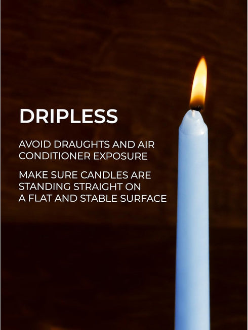 CANDWAX 10 inch Taper Candles, Set of 4 Dripless Unscented Candlesticks for Dinner and Household Use - Light Blue