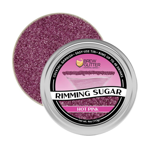 Rimming (4oz, 1x Brew Glitter - Neon Pink Sugar Bar Tin) Cocktail Garnish for Mixed Drinks & Refreshments