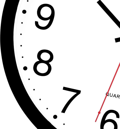 Foxtop Black Wall Clock, Silent Non-Ticking 12 Inch Quartz Battery Operated Round Analog Clock for Home