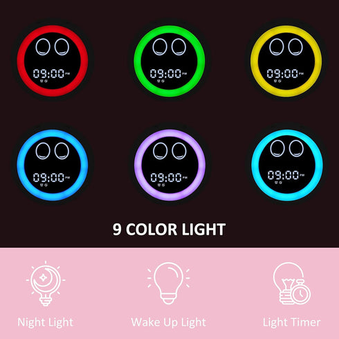 Kids Alarm Clock, Toddler Sleep Training Clock with Night Lights, Sound Machine, Time to Wake Dinosaur Alarm Clock