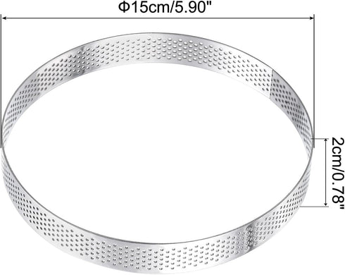 uxcell 2pcs Stainless Steel Cake Rings for Baking, Perforated Cake Mousse Ring Kitchen Baking Heat-Resistant 5.9" Diameter, 0.8" Height,for Cake Dessert, Silver