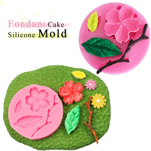 Rolin Roly Fondant Flower Mold, 3D Silicone Mould for Peach Leaves, Mini Cake Decoration Accessories