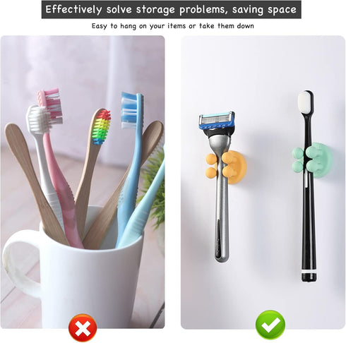 iBetterLife 4Pcs Silicone Toothbrush Holders, Multi-Function Waterproof Self Adhesive Wall Mounted Hooks