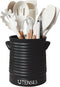 Kitchen Utensil Holder for Countertop, 6.4" Large Ceramic Crock with Cork Mat, Modern Spatula Organizer