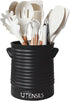 Kitchen Utensil Holder for Countertop, 6.4" Large Ceramic Crock with Cork Mat, Modern Spatula Organizer