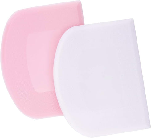 LUTER 2 Pieces 12 x 9.5 cm Pastry Horn, Plastic Dough Scraper for Kitchen, Pastry, Pancakes (Pink, White)