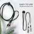 UPSTORE 3PCS 35.4'' Black Adjustable Elderly/Adult/Baby/Toddler Napkin Fixing Clip Dental Bib Clasp Holder Lanyard Neck