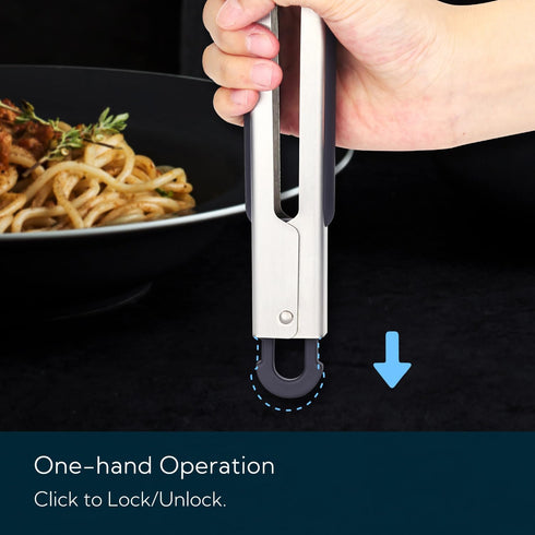 KITCHENDAO Tongs for Cooking with Silicone Tips 12 Inch, One-handed for Convenience, Soft-touch Handle, Silicone Tipped Stainless Steel Kitchen Food Grill BBQ Tongs for Non-stick Cookware Air Fryer by KITCHENDAO