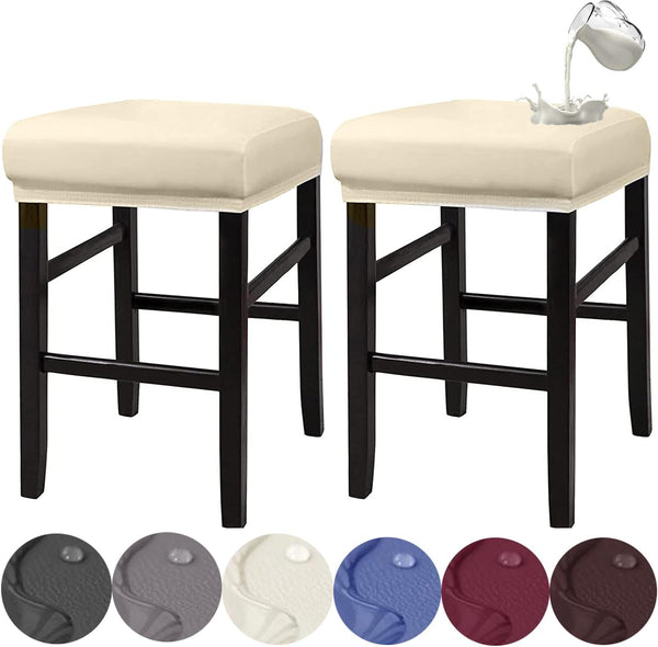 HFCNMY Stool Covers Rectangle, Stretch Waterproof PU Rectangle Bar Stool Covers Vanity Stool