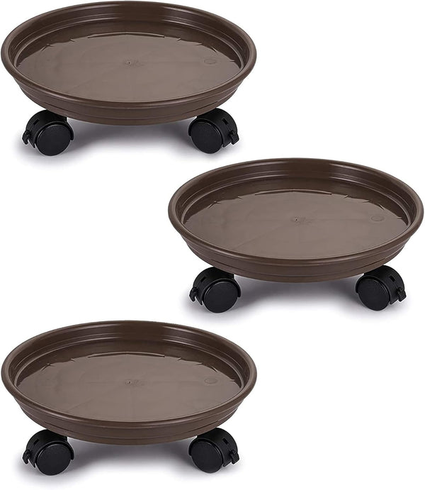 Fasmov 3 Pcs Plant Pallet Caddy Plant Stand Round Flower Pot Mover,