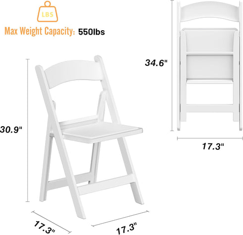 Allpop 2 Pack 550LB Commercial Set Resin Folding Chair with Vinyl Padded Seat, Capacity, Chair for Party Wedding Picnic