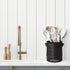 Kitchen Utensil Holder for Countertop, 6.4" Large Ceramic Crock with Cork Mat, Modern Spatula Organizer