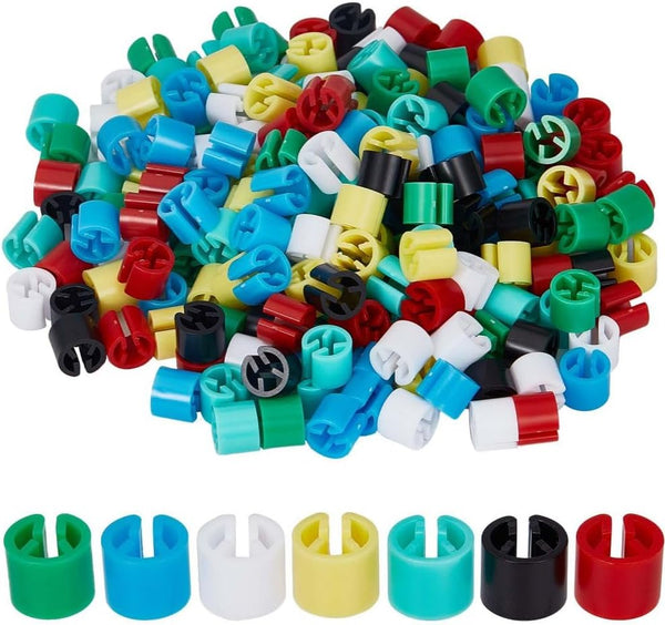 GORGECRAFT 210Pcs Clothes Hanger Markers, 7 Colors Blank Tags for 9.5mm Rod Clothing Size Markers with Storage Box