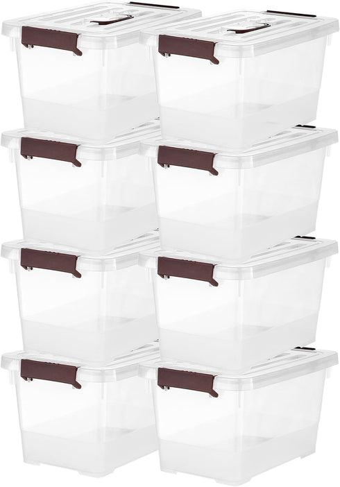Plastic Storage Latch Bins with Lids, 8 Packs 6Qt Stackable Storage Boxes for Organizing