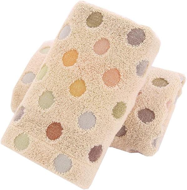 Pidada Hand Towels Set of 2, Colorful Polka Dot Pattern, 100% Cotton Soft Absorbent Decorative Towel for Bathroom