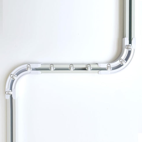 90 Curved Connectors for Track Curtains, Ceiling Mount/Wall Mount, White 2PCS