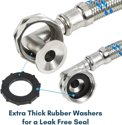 Washing Machine Hoses - DOUBLE 90° Elbow to Fit Tight Spaces, Burst Proof Washer Water Supply Line (2 Pack)