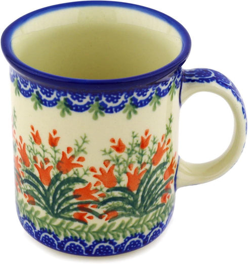 Polish Pottery Mug - Straight Sided, Crimson Bells