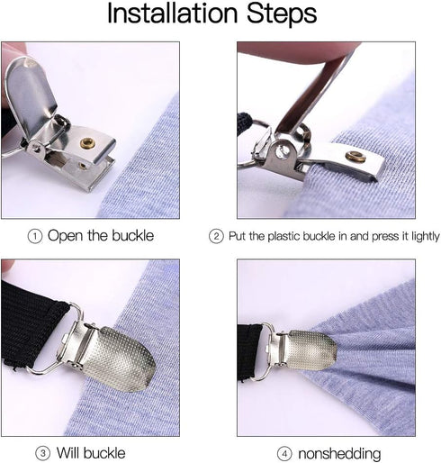 Premium Sheet Straps, 4 Pcs Adjustable Crisscross Fitted Sheet Clips, Heavy Duty for All Bedsheets, White