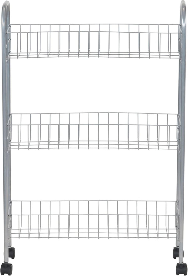 Household Essentials Slim Storage Cart, 3 Shelf Storage Cart with Wheels, Perfect