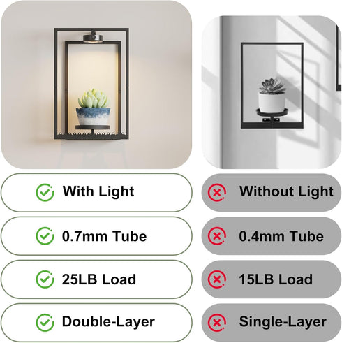 S-1PK Starxing Wall Plant Shelf with Grow Lights, Remote Control Indoor Plant Holder Stand for Hanging Planters, Modern