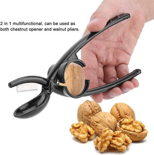 Fdit 2 in 1 Kitchen Quick Chestnut Clip, Aluminum Alloy Nut Cracker Sheller and Opener Plier